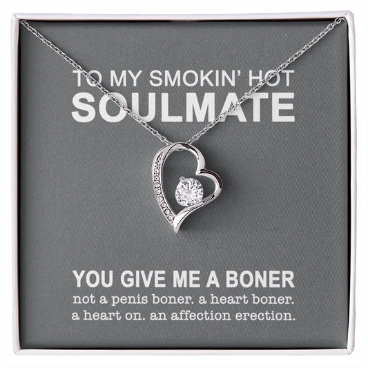 To My Smokin' Hot Soulmate - You Give Me A Boner - To My Wife Necklace With Message Card - Anniversary Gift For Wife - To My Beautiful Wife Necklace Boxed Jewellery - Personalised Card Gift for Wife from Husband Lover - Dirty Talk message Card