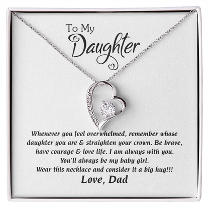 Daughter Necklace From Dad Forever Love Necklace, Sweet Gift for Daughter Birthday Jewelry Inspirational Quotes