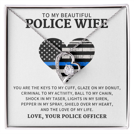 Love Knot Necklace for My Police Wife - To My Police Wife - Keys To My Cuff - Alluring Beauty Necklace - Best police wife Gift - wife Necklace