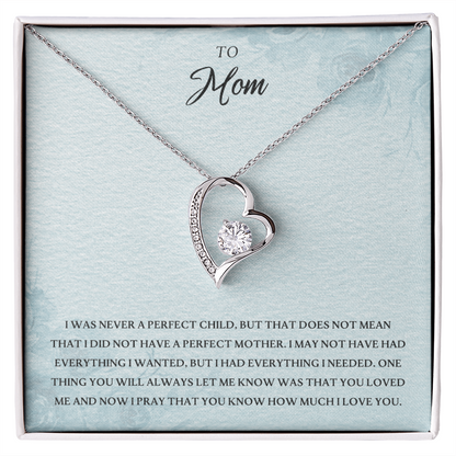 To Mom Forever Love Necklace Gift From Daughter Son, Christmas Birthday Present, 2026 Mothers Day Gift Ideas, Jewelry for Her, Motivational Card Necklace for Mommy