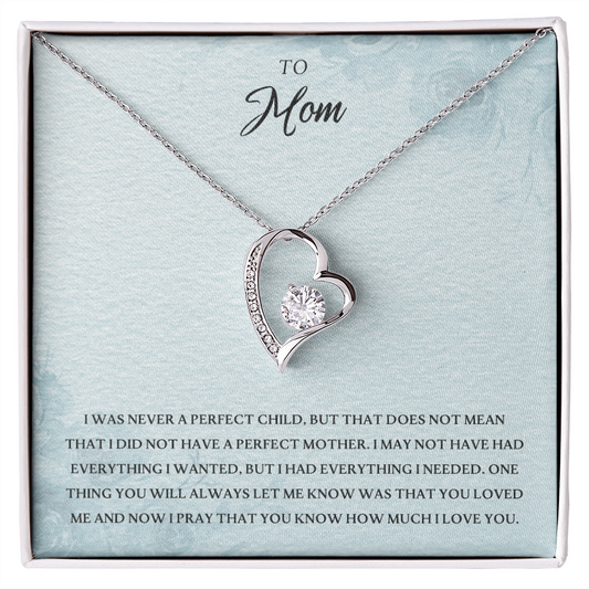 To Mom Forever Love Necklace Gift From Daughter Son, Christmas Birthday Present, 2026 Mothers Day Gift Ideas, Jewelry for Her, Motivational Card Necklace for Mommy