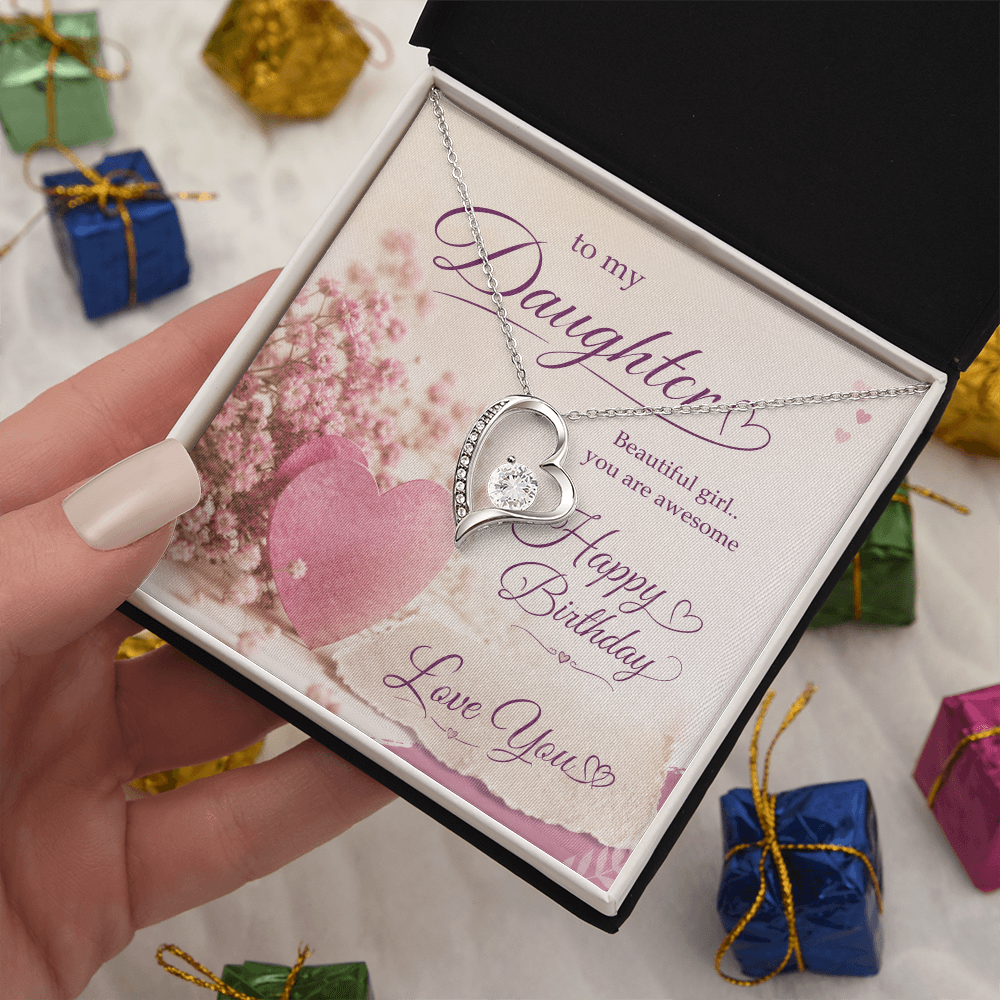 To My Daughter Birthday Gift – Beautiful Girl, You Are Awesome | Heartfelt Happy Birthday Gift | Daughter Birthday Gift – Romantic Pink Floral Happy Birthday Design | Love You