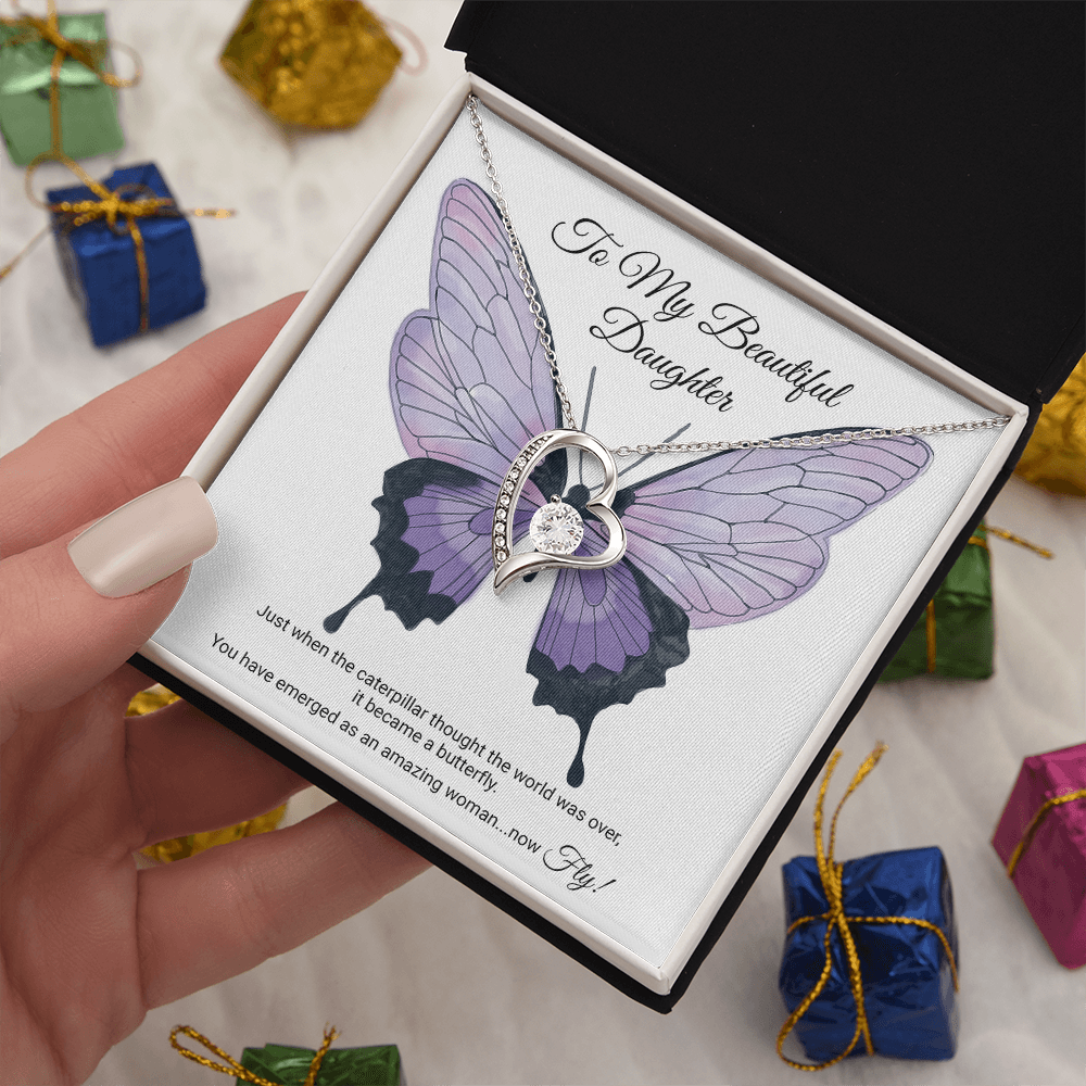 To My Daughter Meaningful Message Card Jewelry Gift for Daughter's Birthday 2026 or Graduation, Thoughtful for Her from Mom, Elegant Necklaces with Sentimental Message