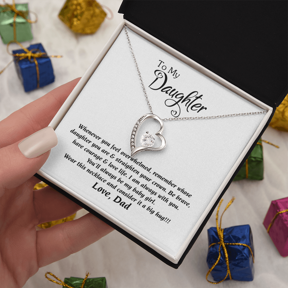 Daughter Necklace From Dad Forever Love Necklace, Sweet Gift for Daughter Birthday Jewelry Inspirational Quotes