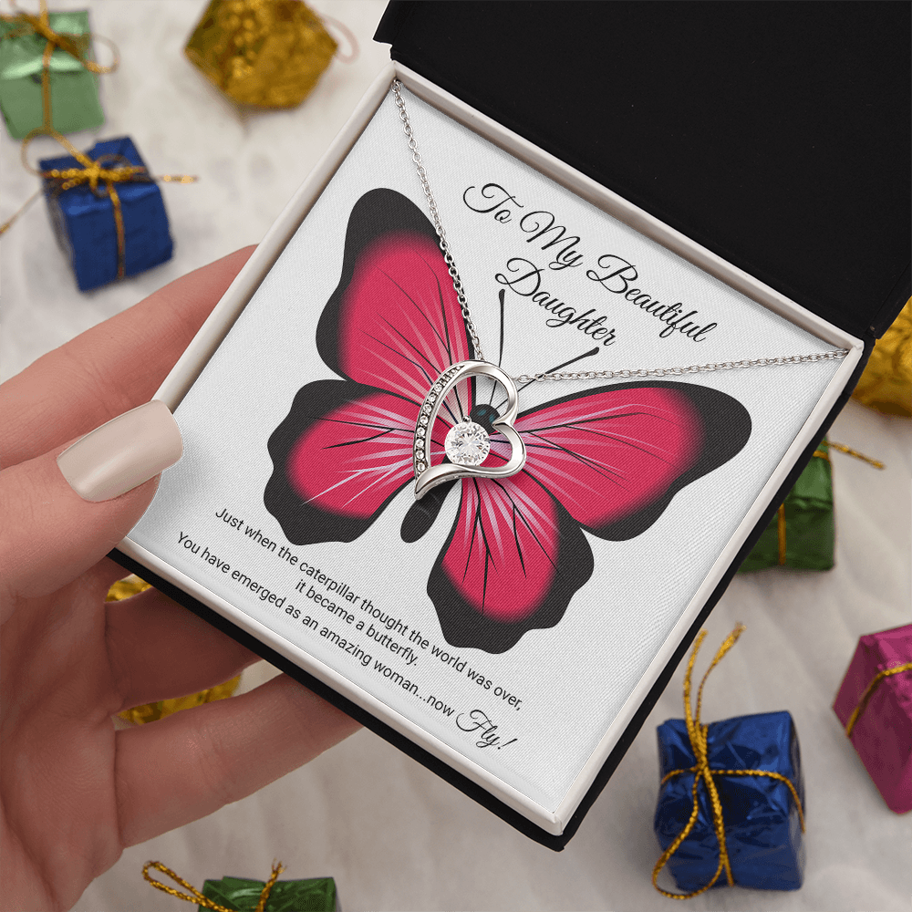 To My Beautiful Daughter Necklace, Meaningful Message Card Jewelry Box, Gift for Daughter's Birthday Graduation 2026, Thoughtful for Her from Mom Kids