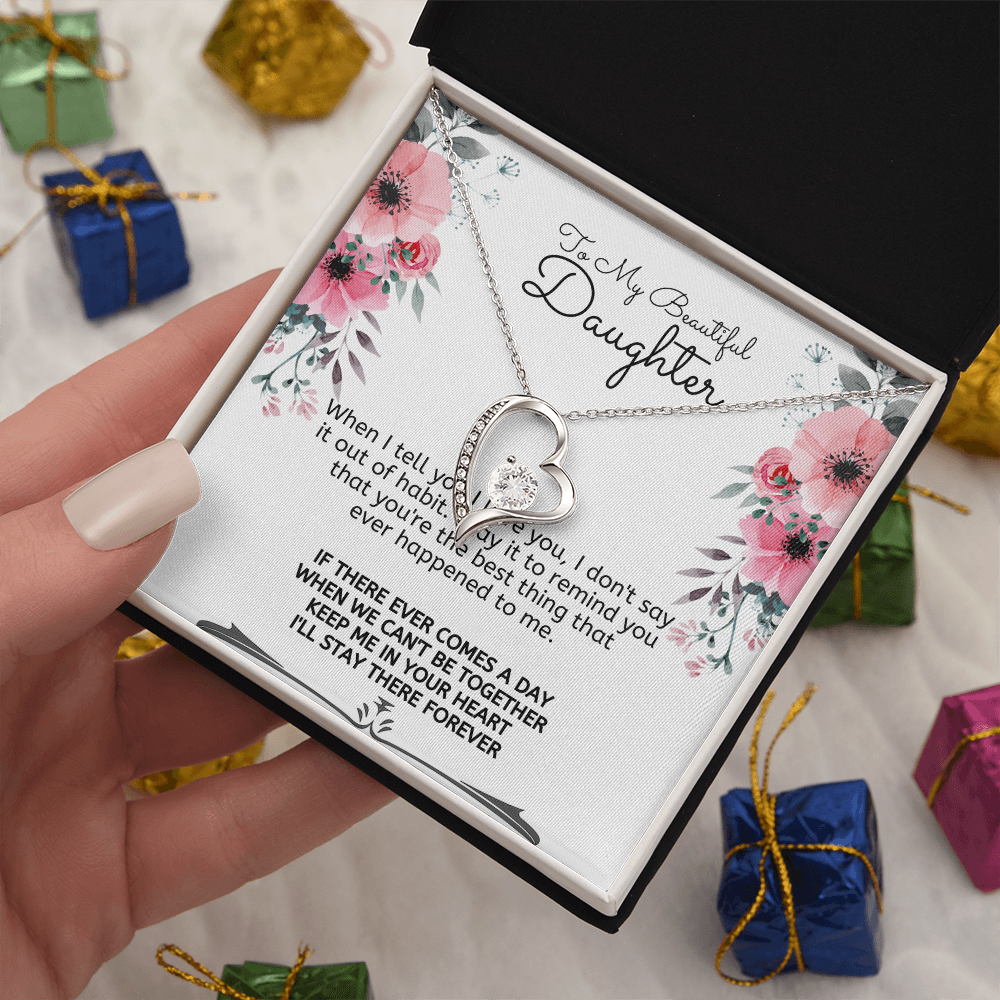 To My Beautiful Daughter Meaningful Message Card Jewelry Box Gift for Daughter's Birthday Graduation 2026, Thoughtful for Her from Mom, Elegant Necklaces with Sentimental Message