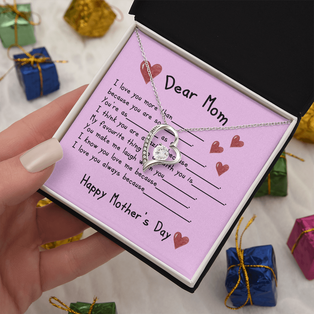 To My Mom Heart Pendant Necklace Necklace From Daughter Christmas Birthday Present, 2026 Mother's Day Gift Ideas, Message Card Jewelry for Her