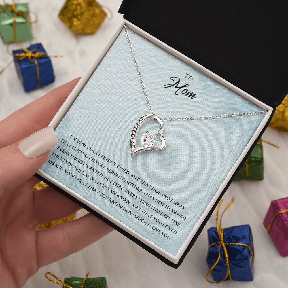 To Mom Forever Love Necklace Gift From Daughter Son, Christmas Birthday Present, 2026 Mothers Day Gift Ideas, Jewelry for Her, Motivational Card Necklace for Mommy