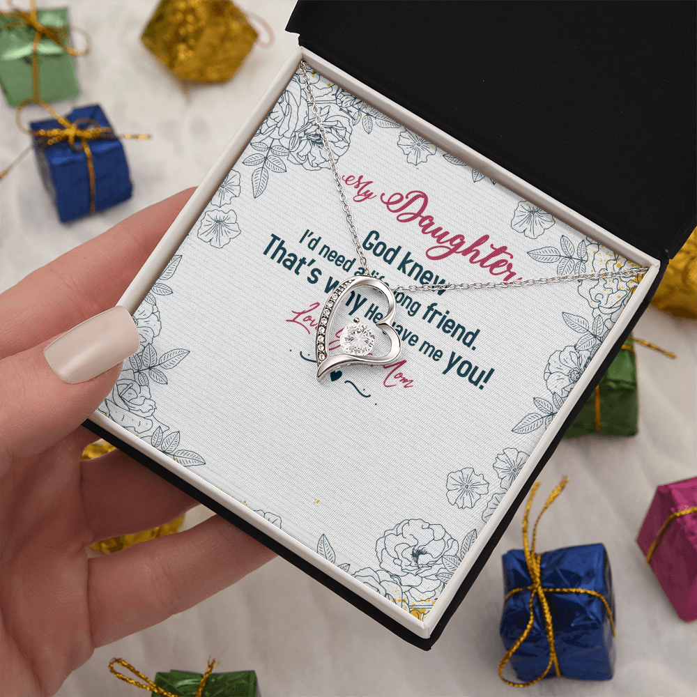 Daughter Necklace From Dad Mom – Forever Love Necklace – Sweet Gift for Daughter Birthday Graduation