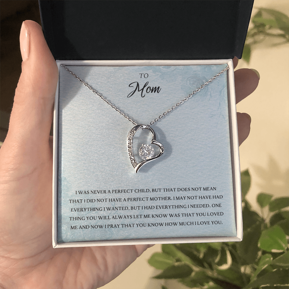 To Mom Forever Love Necklace Gift From Daughter Son, Christmas Birthday Present, 2026 Mothers Day Gift Ideas, Jewelry for Her, Motivational Card Necklace for Mommy