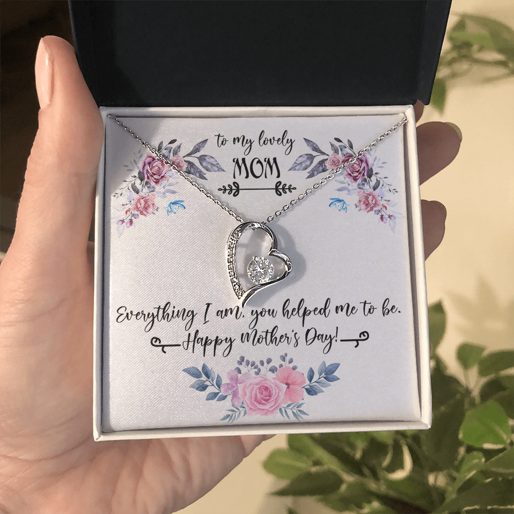 To My Lovely Mom Necklace Gift from Daughter, Birthday Gift Card Necklace From Son, Mothers Day Jewelry for Her Mommy Christmas Floral