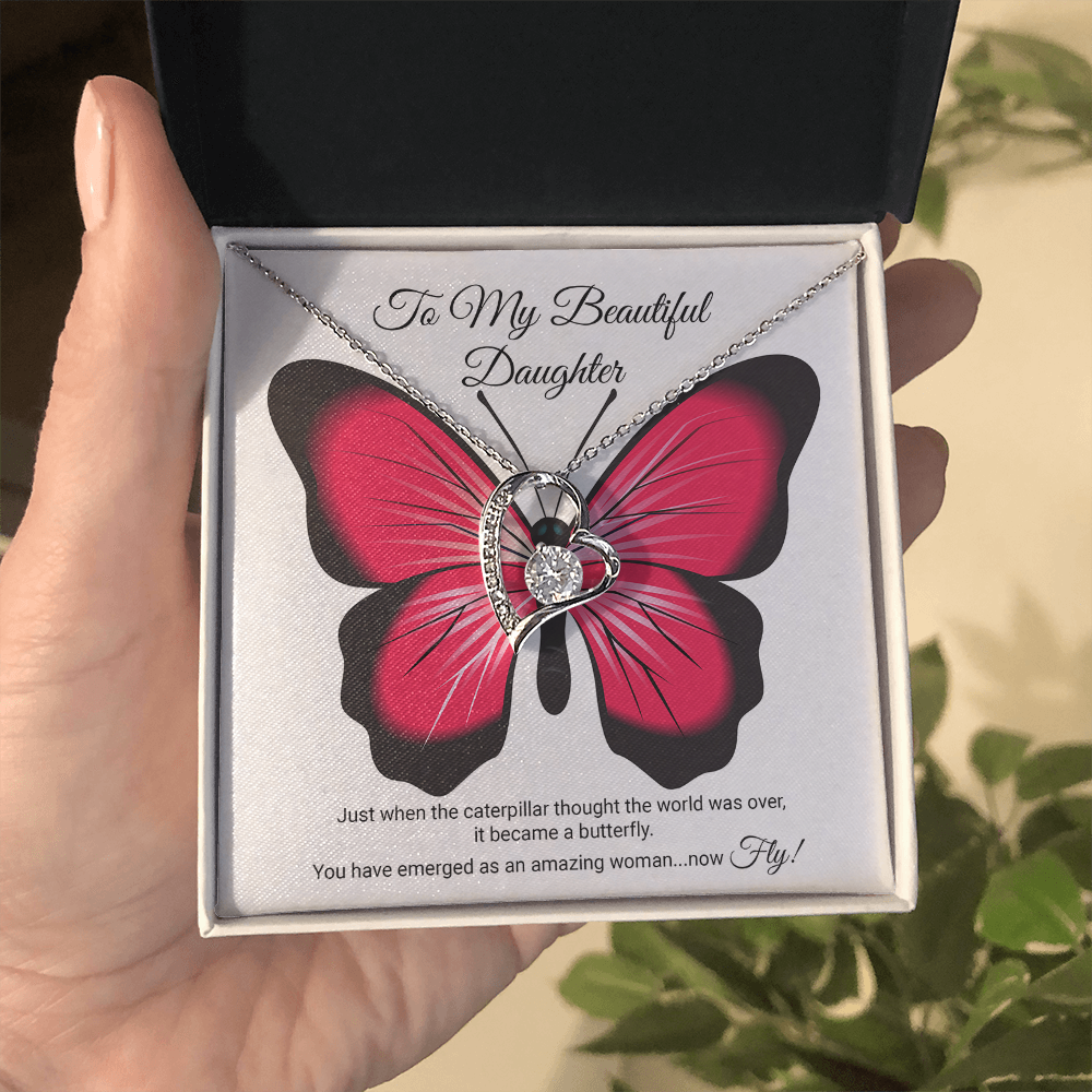To My Beautiful Daughter Necklace, Meaningful Message Card Jewelry Box, Gift for Daughter's Birthday Graduation 2026, Thoughtful for Her from Mom Kids