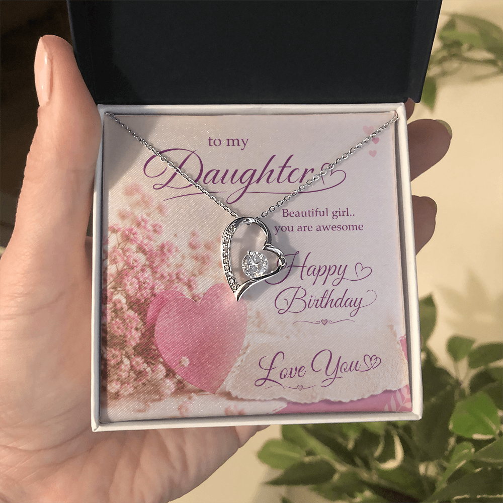 To My Daughter Birthday Gift – Beautiful Girl, You Are Awesome | Heartfelt Happy Birthday Gift | Daughter Birthday Gift – Romantic Pink Floral Happy Birthday Design | Love You