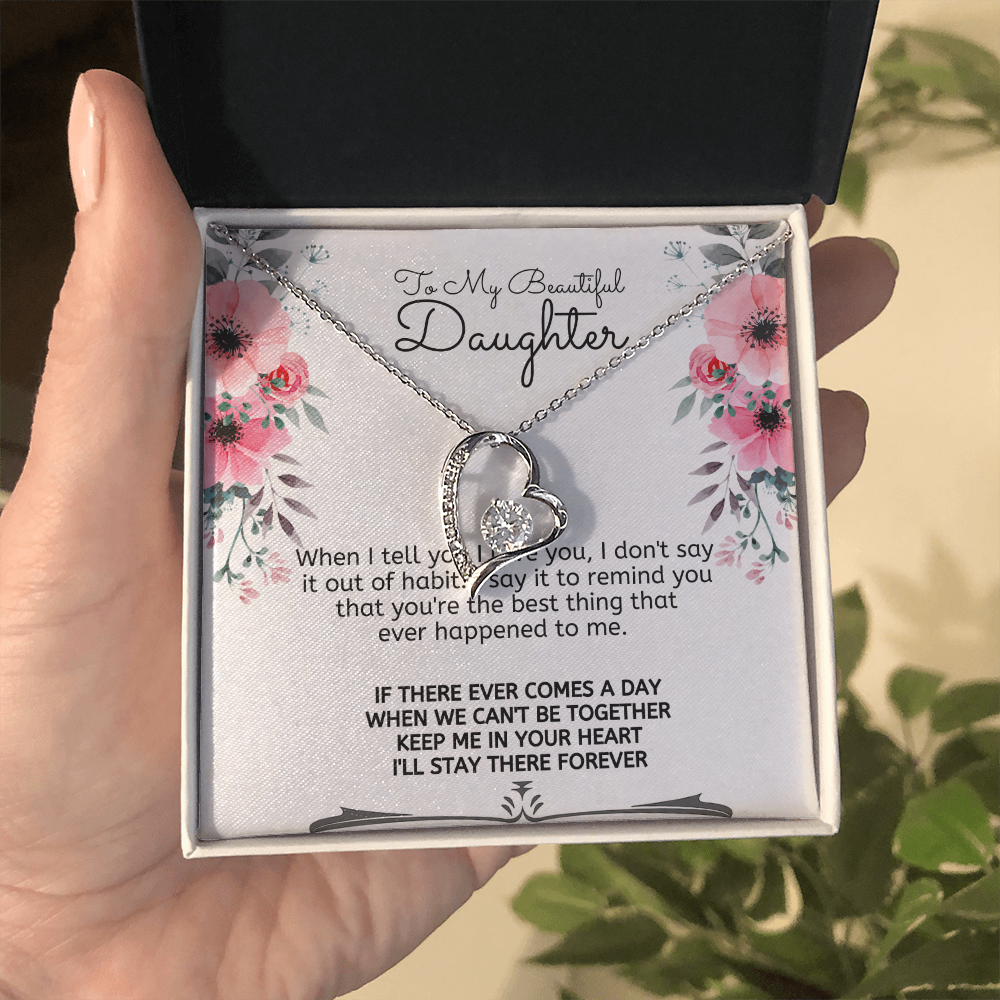 To My Beautiful Daughter Meaningful Message Card Jewelry Box Gift for Daughter's Birthday Graduation 2026, Thoughtful for Her from Mom, Elegant Necklaces with Sentimental Message