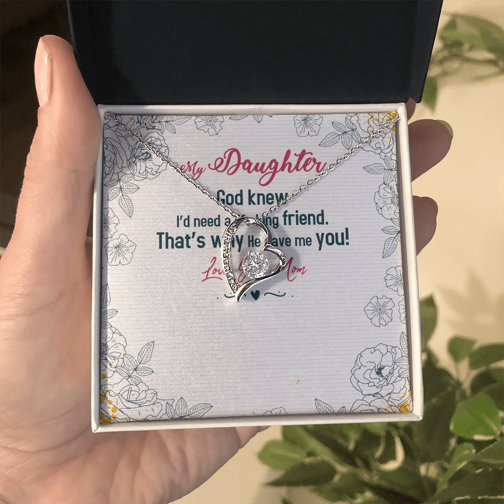 Daughter Necklace From Dad Mom – Forever Love Necklace – Sweet Gift for Daughter Birthday Graduation