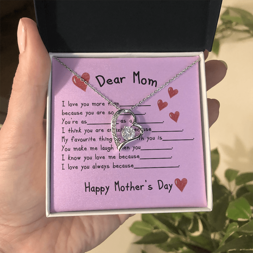 To My Mom Heart Pendant Necklace Necklace From Daughter Christmas Birthday Present, 2026 Mother's Day Gift Ideas, Message Card Jewelry for Her
