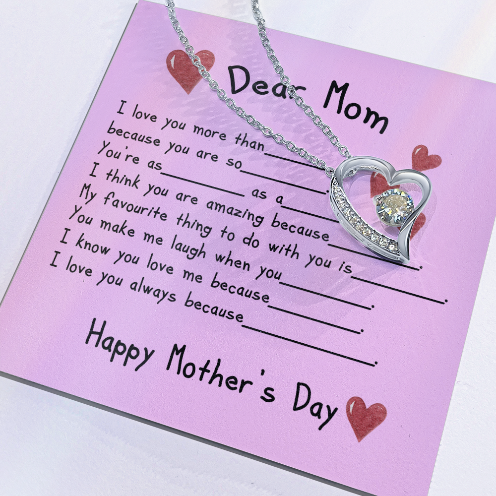To My Mom Heart Pendant Necklace Necklace From Daughter Christmas Birthday Present, 2026 Mother's Day Gift Ideas, Message Card Jewelry for Her