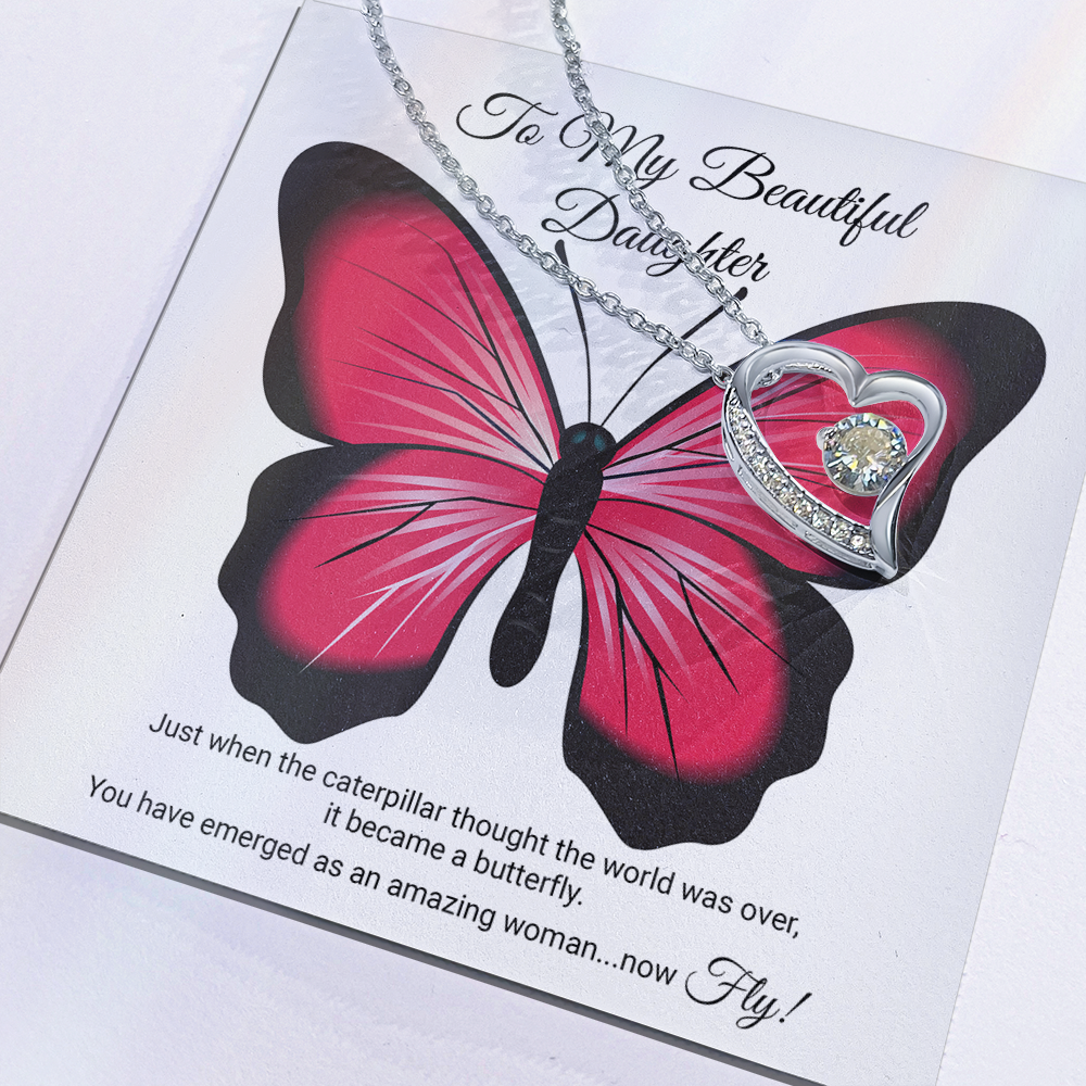 To My Beautiful Daughter Necklace, Meaningful Message Card Jewelry Box, Gift for Daughter's Birthday Graduation 2026, Thoughtful for Her from Mom Kids
