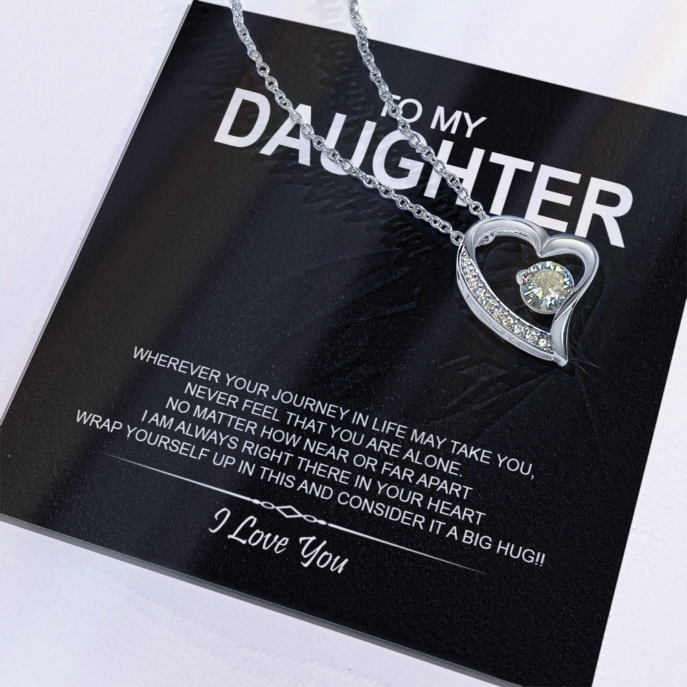 To My Daughter Meaningful Message Card Jewelry Gift for Daughter's Birthday 2026 or Graduation, Thoughtful for Her from Mom Dad Mama Papa Daddy Mommy, Elegant Necklaces with Sentimental Message