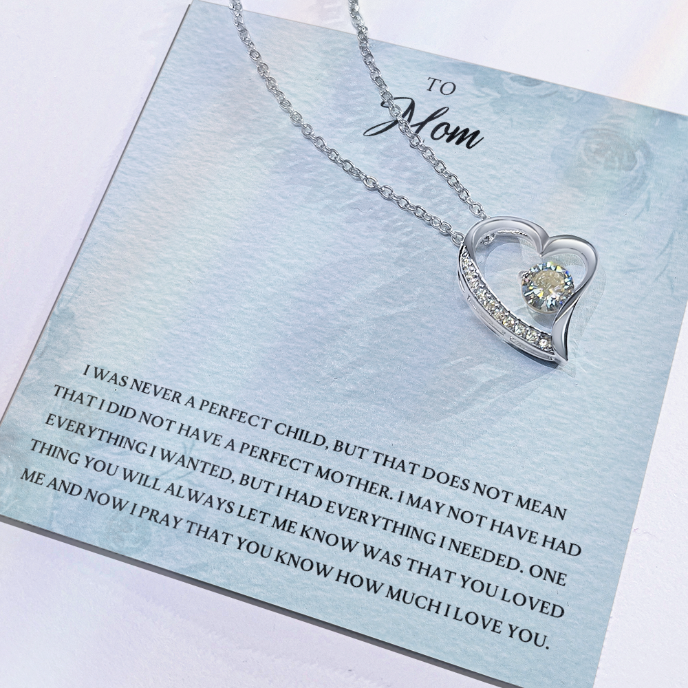 To Mom Forever Love Necklace Gift From Daughter Son, Christmas Birthday Present, 2026 Mothers Day Gift Ideas, Jewelry for Her, Motivational Card Necklace for Mommy