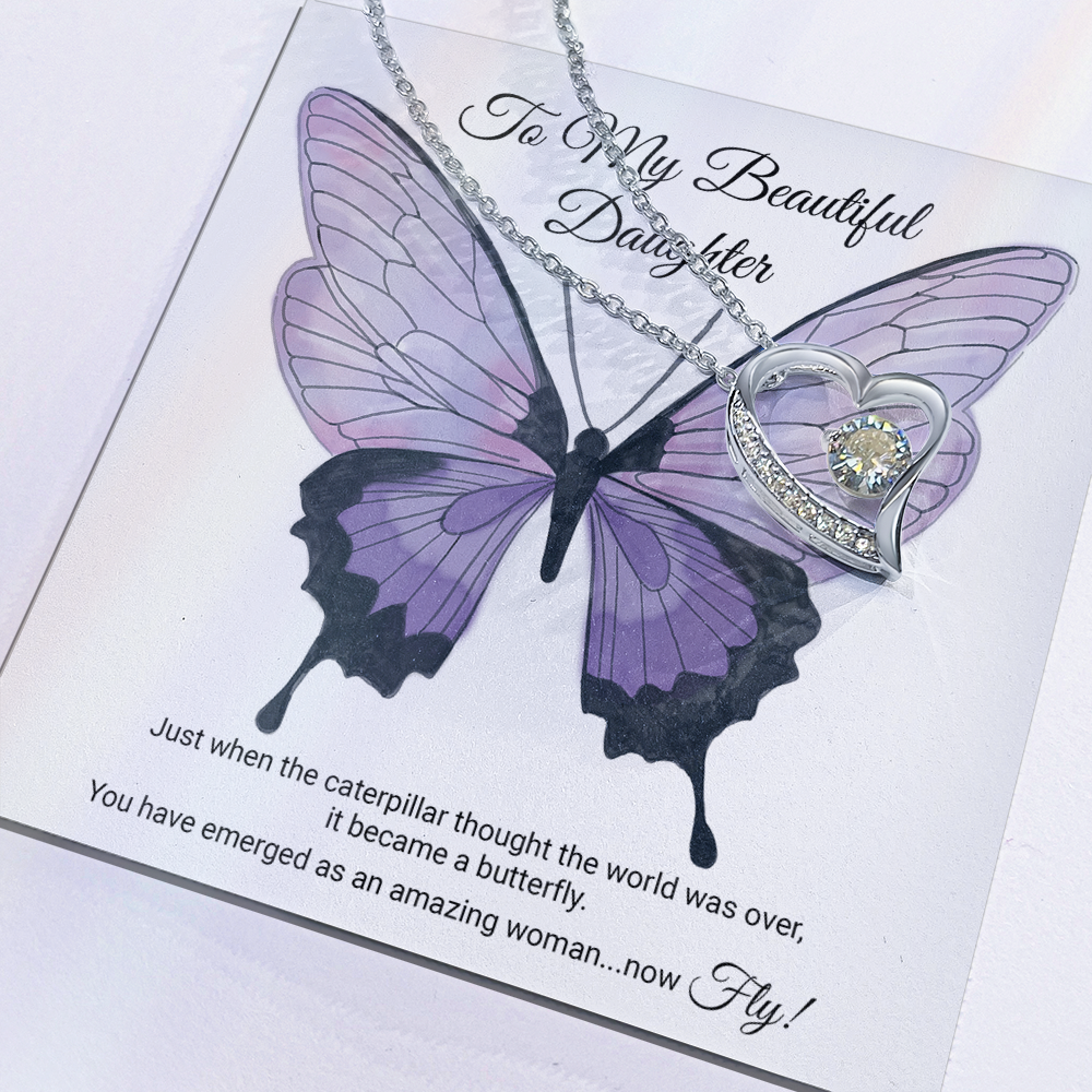 To My Daughter Meaningful Message Card Jewelry Gift for Daughter's Birthday 2026 or Graduation, Thoughtful for Her from Mom, Elegant Necklaces with Sentimental Message