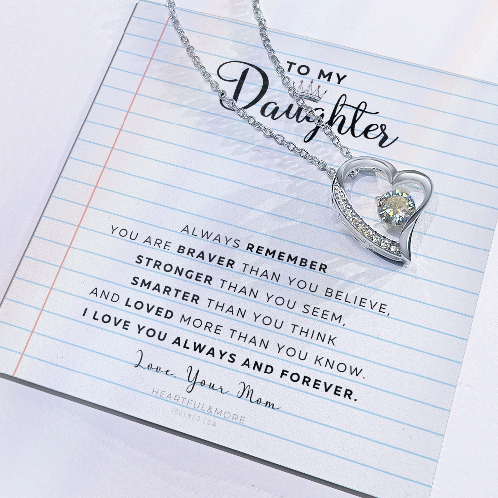 Daughter Necklace from Mom Mommy Mother Valentines Birthday Gifts for Kids Girls Teen Tween Jewelry, Meaningful Message Card Jewelry Box, Gift for Daughter's Birthday Graduation 2026