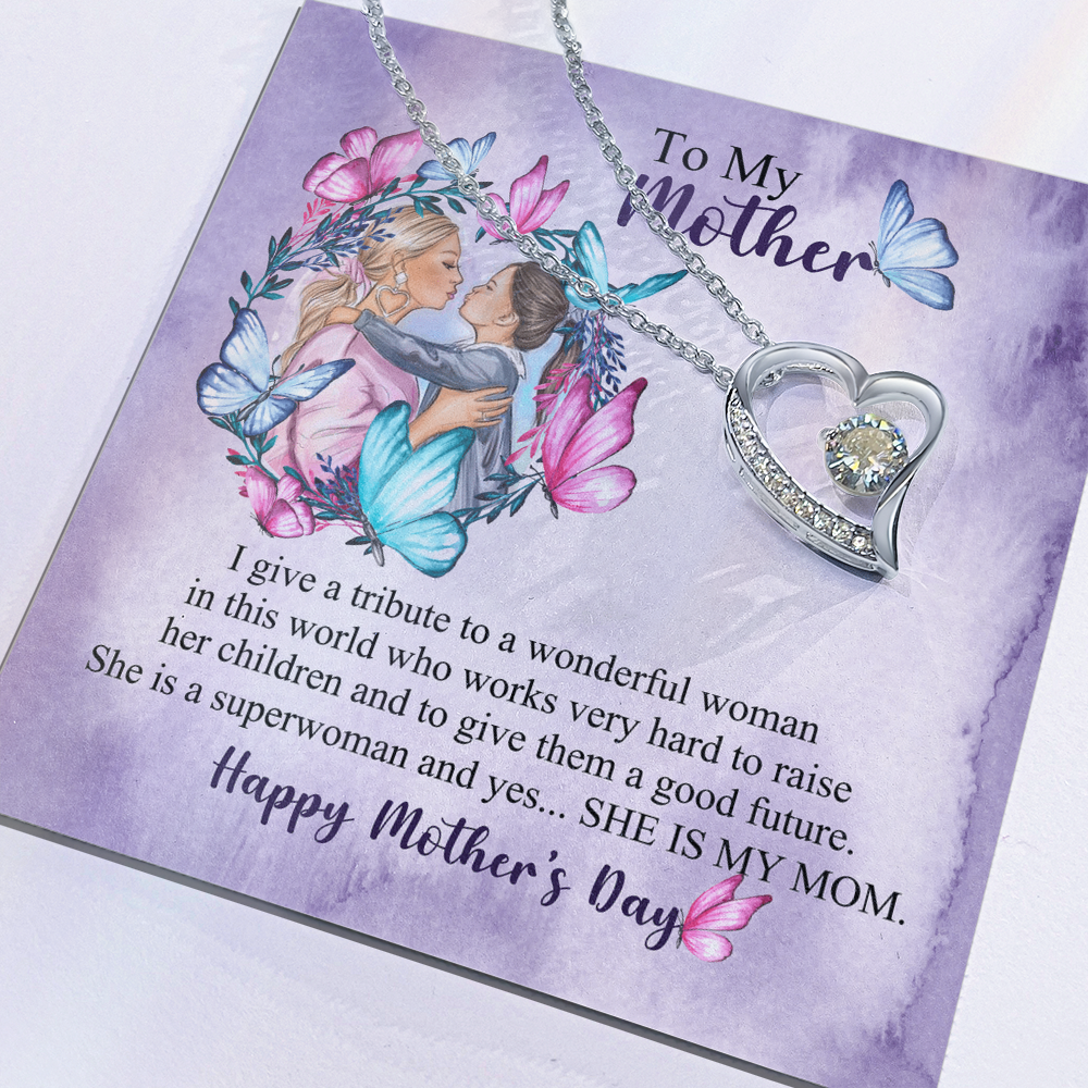 Mom Necklace Gift from Daughter, Birthday Gift Card Necklace From Son, Unique Personalized Gift for Mommy, Mothers Day Jewelry for Her
