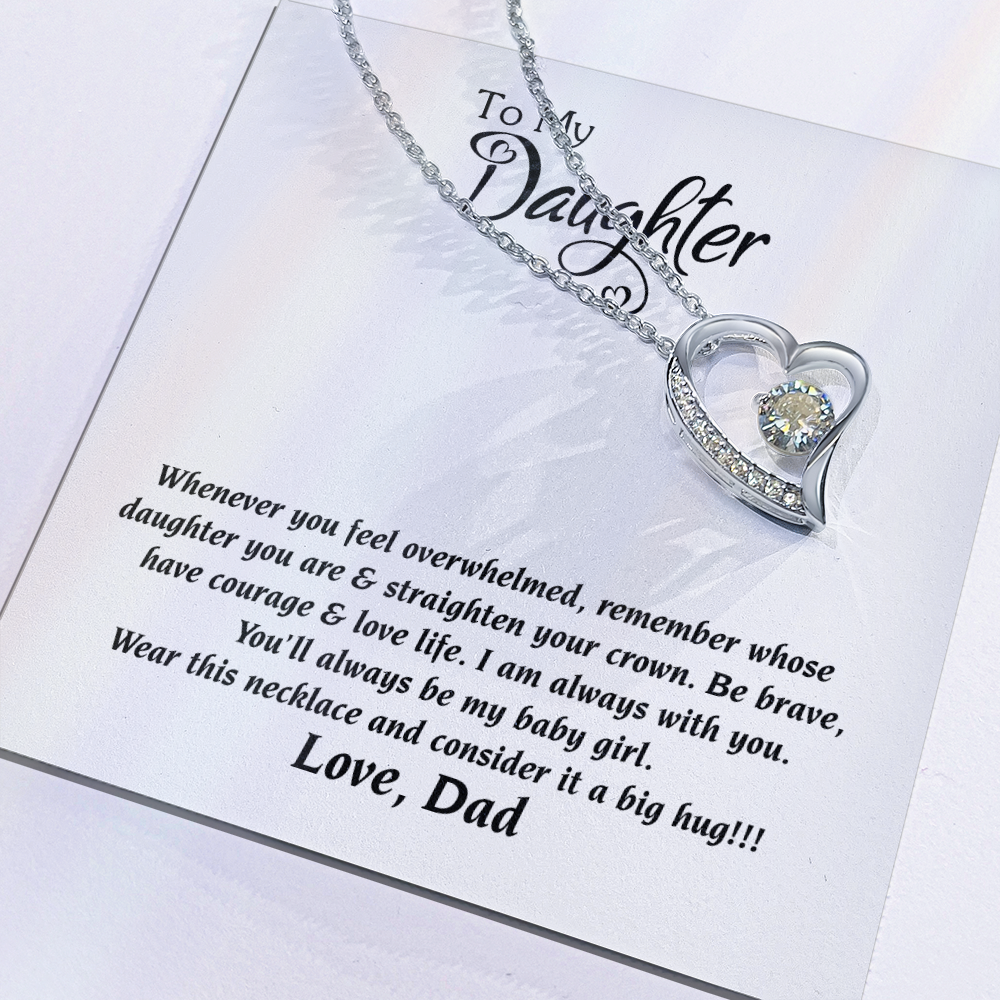 Daughter Necklace From Dad Forever Love Necklace, Sweet Gift for Daughter Birthday Jewelry Inspirational Quotes