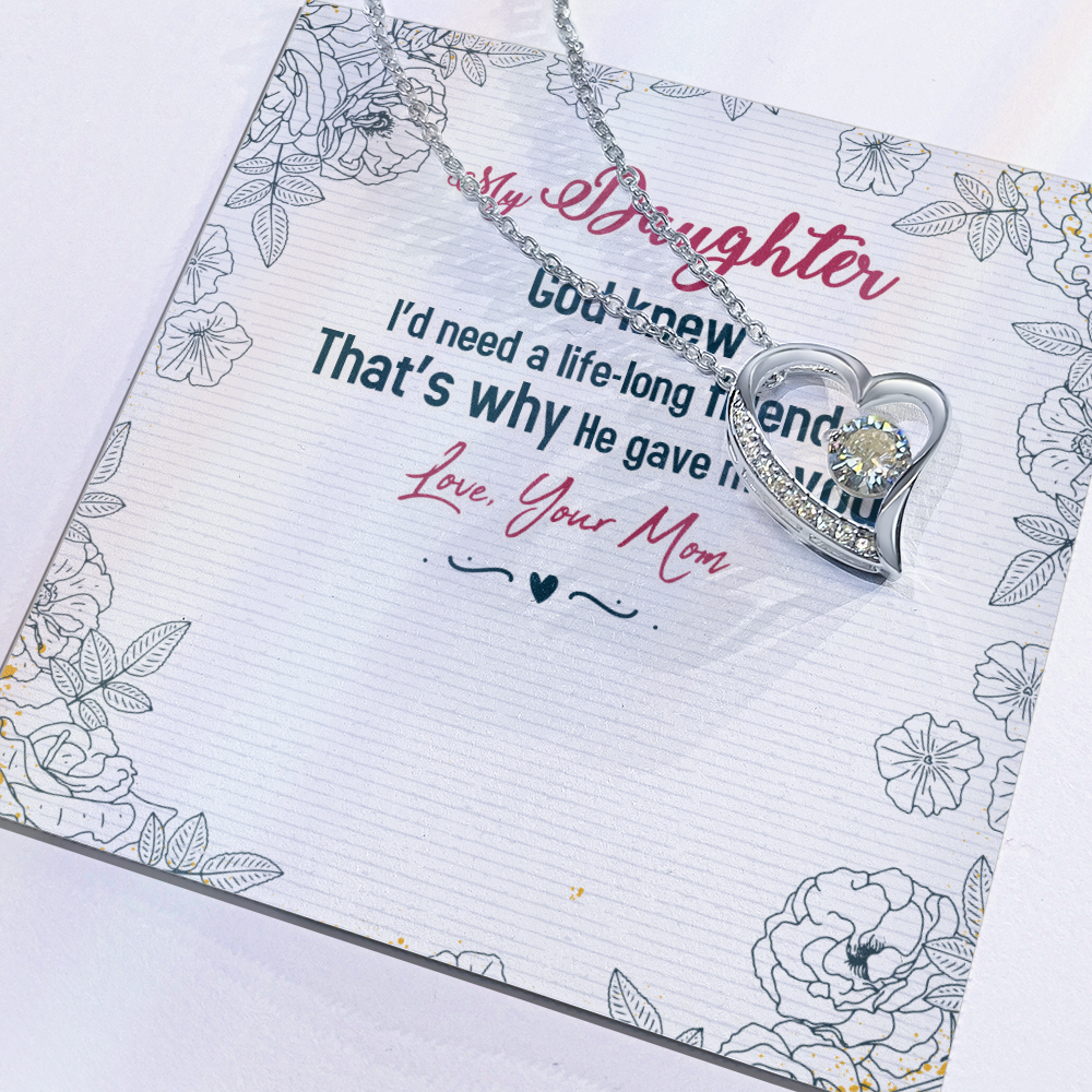 Daughter Necklace From Dad Mom – Forever Love Necklace – Sweet Gift for Daughter Birthday Graduation