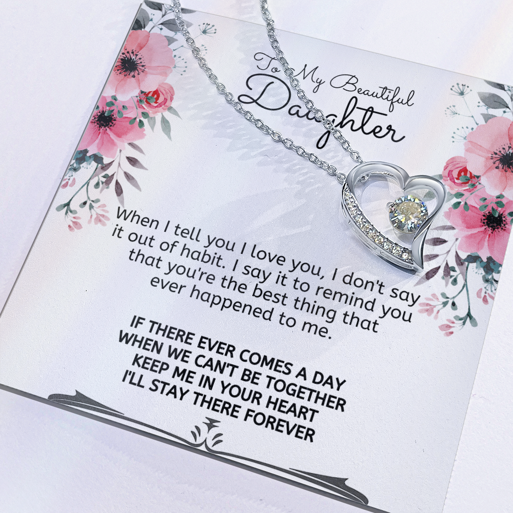 To My Beautiful Daughter Meaningful Message Card Jewelry Box Gift for Daughter's Birthday Graduation 2026, Thoughtful for Her from Mom, Elegant Necklaces with Sentimental Message