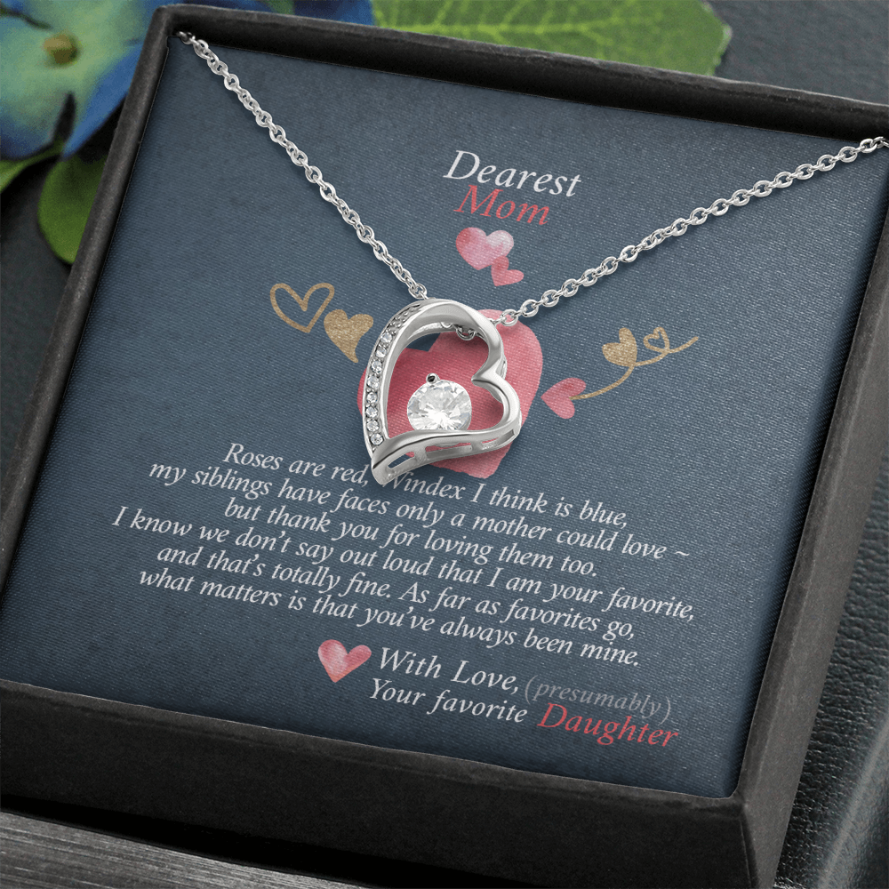 Dearest Mom Forever Love Necklace Gift From Daughter, 2026 Mothers Day Gifts for Mommy, Motivational Card Jewelry Gift for Her