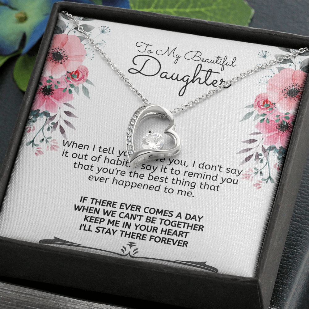 To My Beautiful Daughter Meaningful Message Card Jewelry Box Gift for Daughter's Birthday Graduation 2026, Thoughtful for Her from Mom, Elegant Necklaces with Sentimental Message