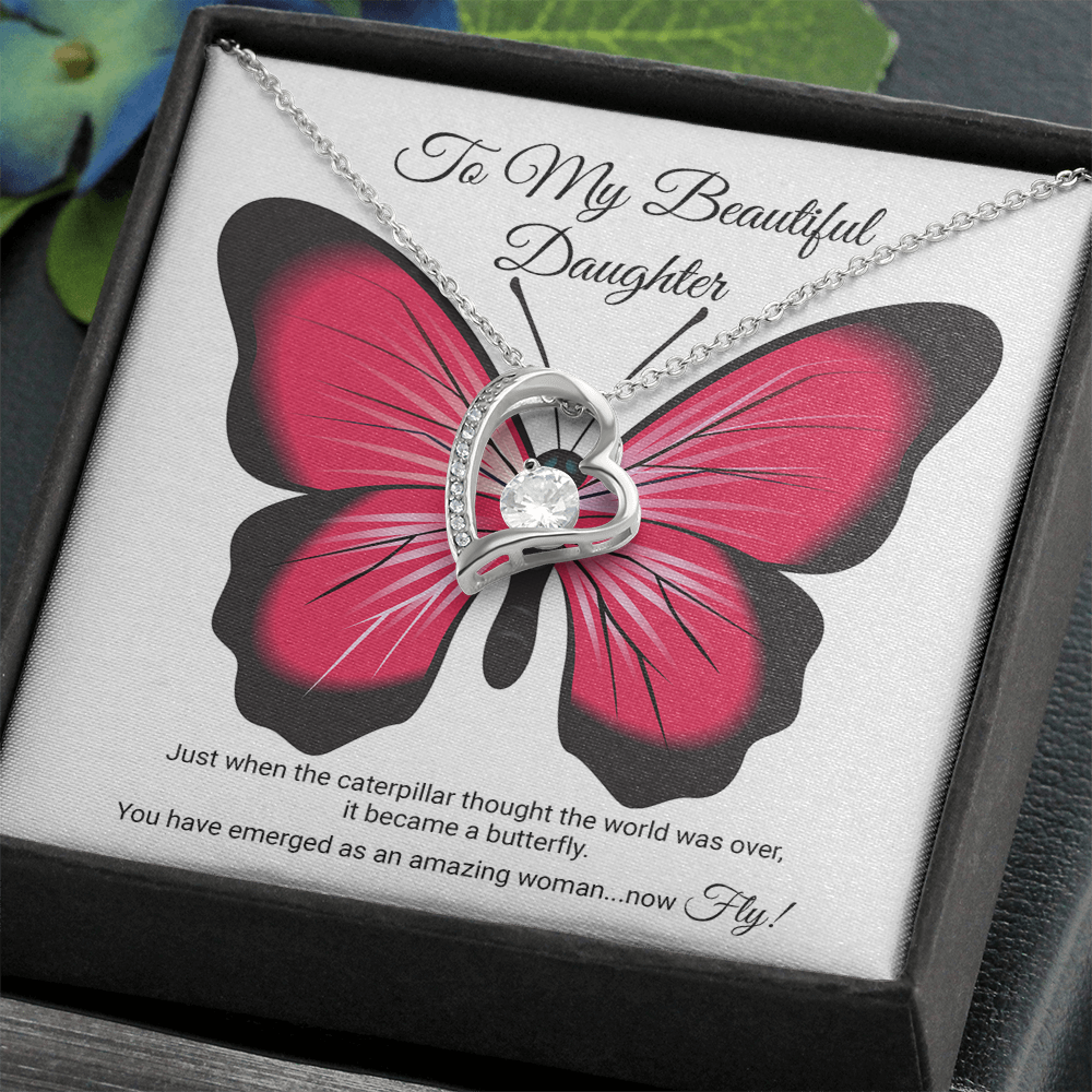 To My Beautiful Daughter Necklace, Meaningful Message Card Jewelry Box, Gift for Daughter's Birthday Graduation 2026, Thoughtful for Her from Mom Kids
