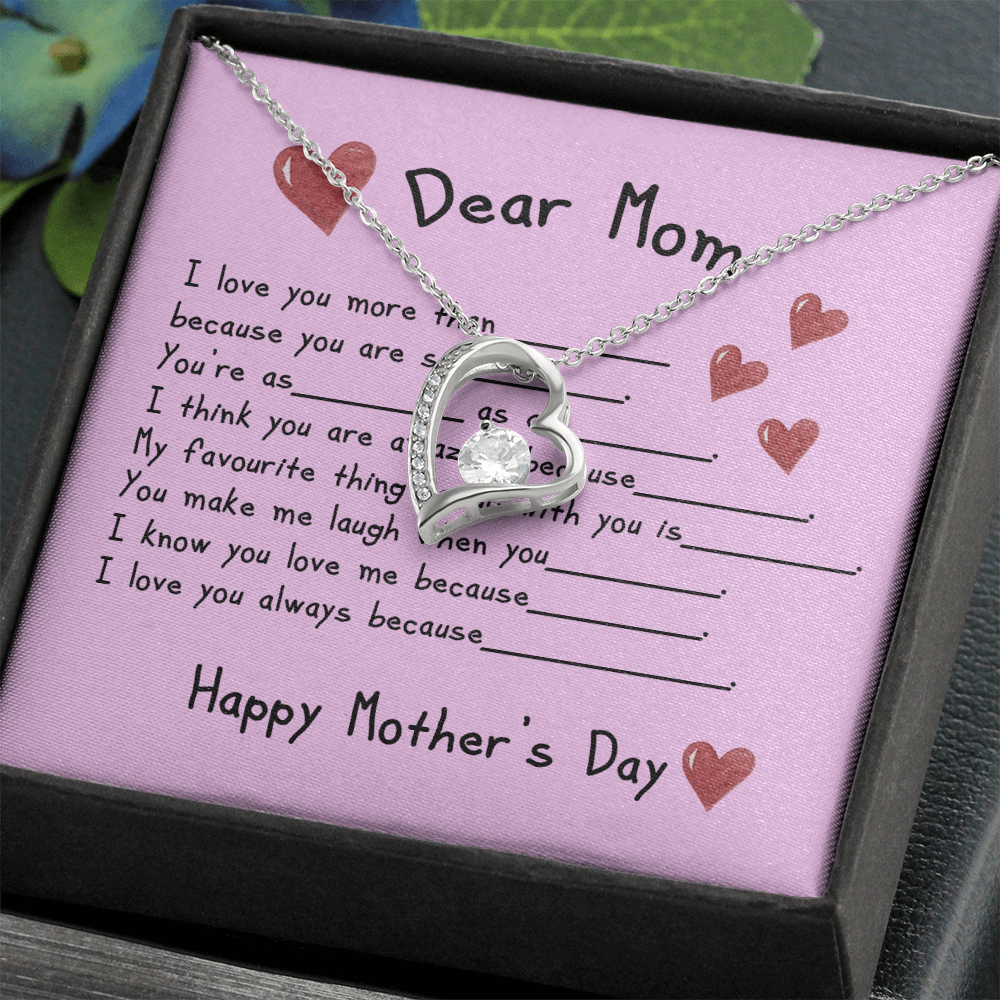 To My Mom Heart Pendant Necklace Necklace From Daughter Christmas Birthday Present, 2026 Mother's Day Gift Ideas, Message Card Jewelry for Her