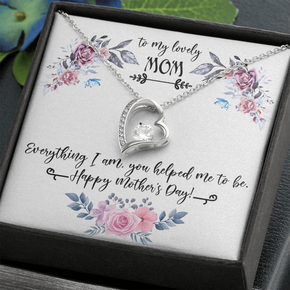 To My Lovely Mom Necklace Gift from Daughter, Birthday Gift Card Necklace From Son, Mothers Day Jewelry for Her Mommy Christmas Floral