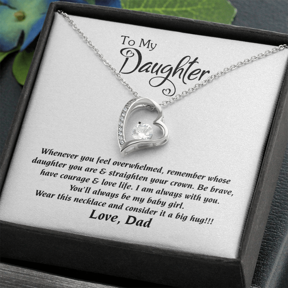 Daughter Necklace From Dad Forever Love Necklace, Sweet Gift for Daughter Birthday Jewelry Inspirational Quotes