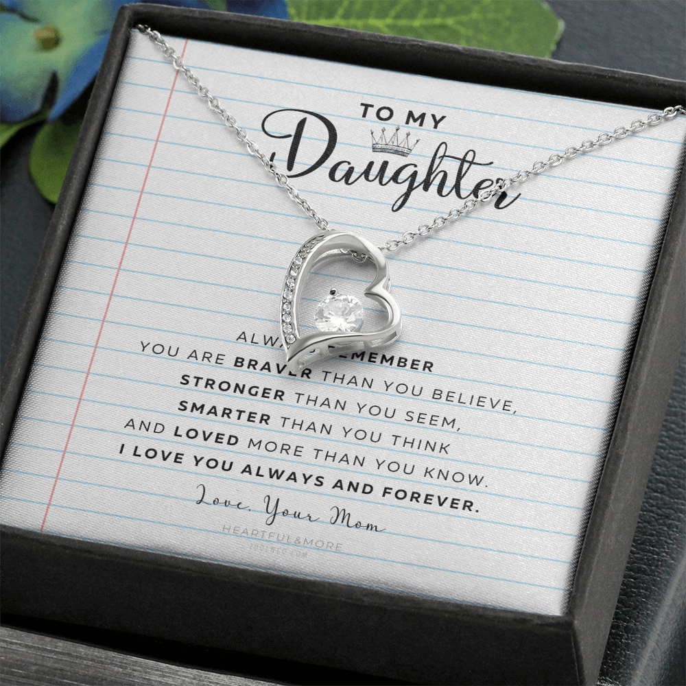 Daughter Necklace from Mom Mommy Mother Valentines Birthday Gifts for Kids Girls Teen Tween Jewelry, Meaningful Message Card Jewelry Box, Gift for Daughter's Birthday Graduation 2026