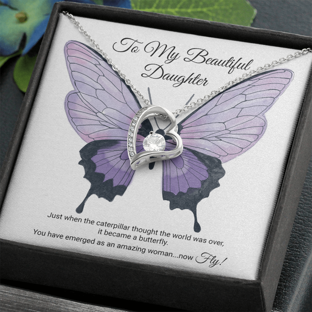 To My Daughter Meaningful Message Card Jewelry Gift for Daughter's Birthday 2026 or Graduation, Thoughtful for Her from Mom, Elegant Necklaces with Sentimental Message