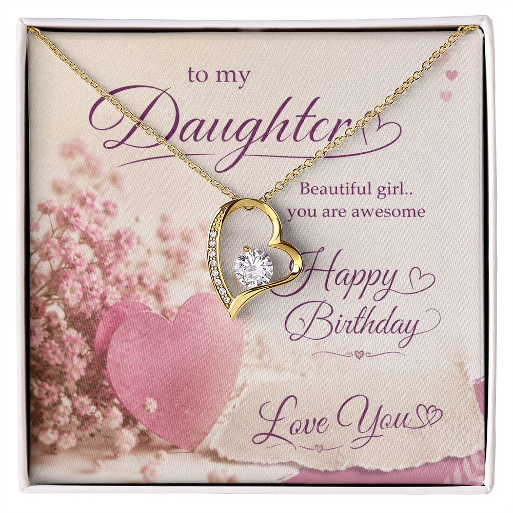 To My Daughter Birthday Gift – Beautiful Girl, You Are Awesome | Heartfelt Happy Birthday Gift | Daughter Birthday Gift – Romantic Pink Floral Happy Birthday Design | Love You