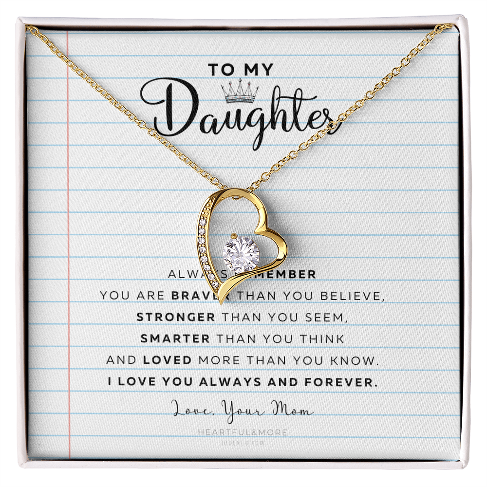 Daughter Necklace from Mom Mommy Mother Valentines Birthday Gifts for Kids Girls Teen Tween Jewelry, Meaningful Message Card Jewelry Box, Gift for Daughter's Birthday Graduation 2026