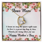 Dear Mom Happy Mother Gifts, Appreciation Mom Jewelry Necklace with Sentimental Message Card Present (To My Loving Mom, Forever Love Necklace), Mom Necklace Gifts for Women Birthday Gifts for Mama From Daughter Son