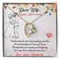 Dear Wife Happy Anniversary - Double Hearts - Love Your Husband, White Gold Name Necklace, anniversary necklace for wife, Anniversary Gift For Wife from Husband, Romantic Neckless for wifey