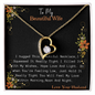 Gift For My Wife, Romantic Wife Gift, Wife Birthday Surprise, Romantic Gift for Wife, White Gold Pendant, To My Wife Necklace With Message Card, Wife Birthday Gift, Love Symbol  Neckless for wifey