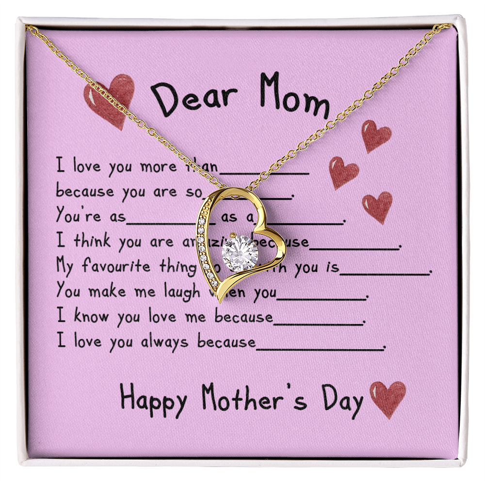 To My Mom Heart Pendant Necklace Necklace From Daughter Christmas Birthday Present, 2026 Mother's Day Gift Ideas, Message Card Jewelry for Her