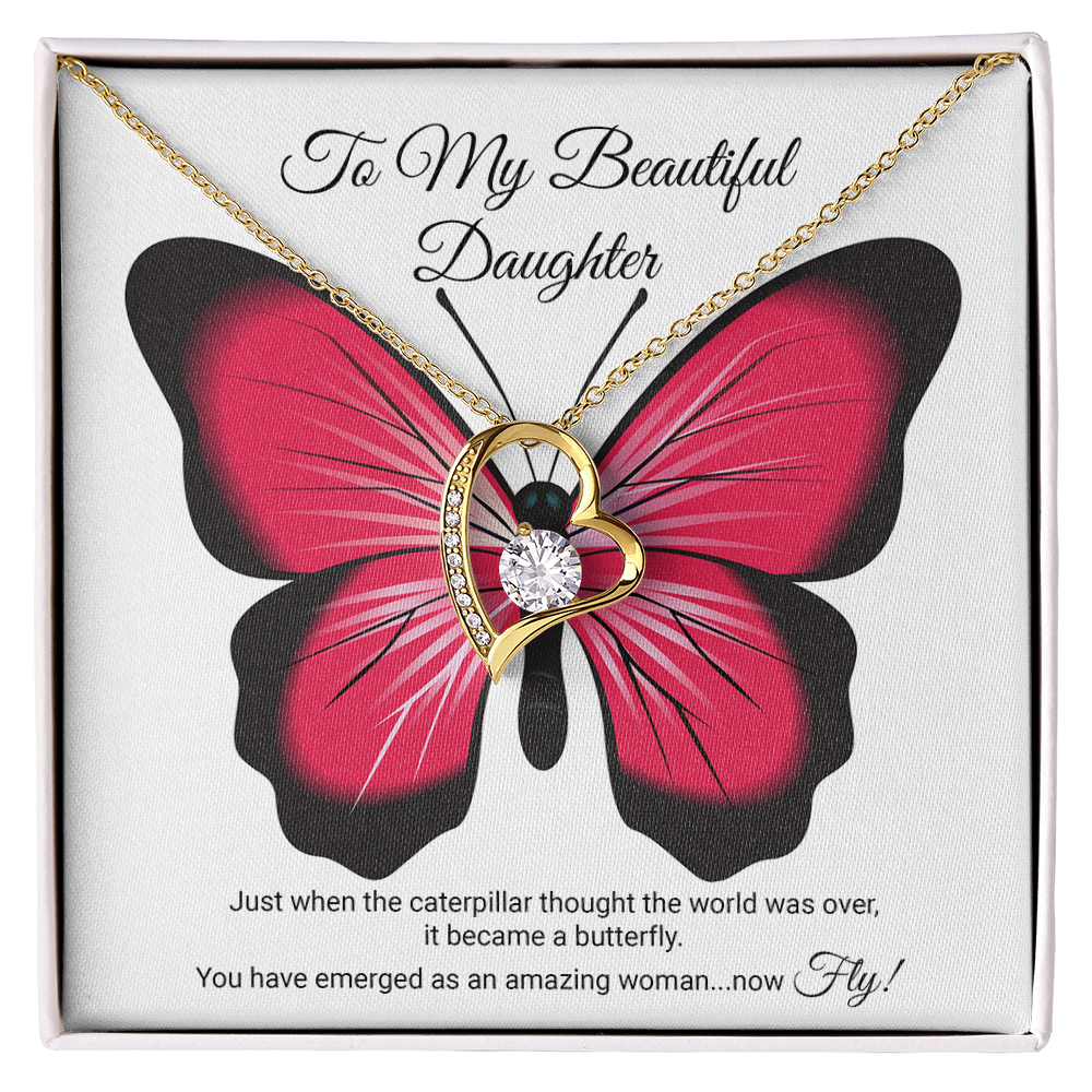 To My Beautiful Daughter Necklace, Meaningful Message Card Jewelry Box, Gift for Daughter's Birthday Graduation 2026, Thoughtful for Her from Mom Kids
