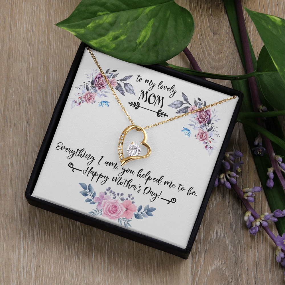To My Lovely Mom Necklace Gift from Daughter, Birthday Gift Card Necklace From Son, Mothers Day Jewelry for Her Mommy Christmas Floral