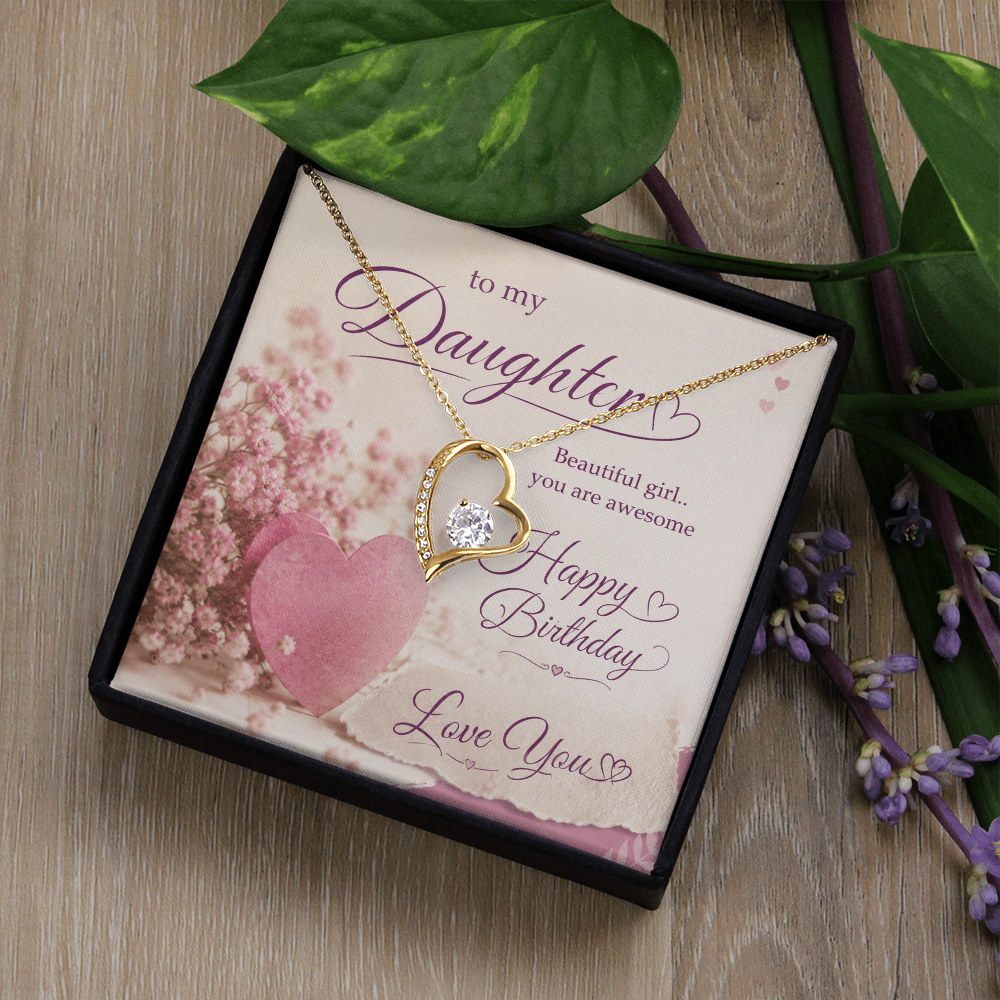 To My Daughter Birthday Gift – Beautiful Girl, You Are Awesome | Heartfelt Happy Birthday Gift | Daughter Birthday Gift – Romantic Pink Floral Happy Birthday Design | Love You