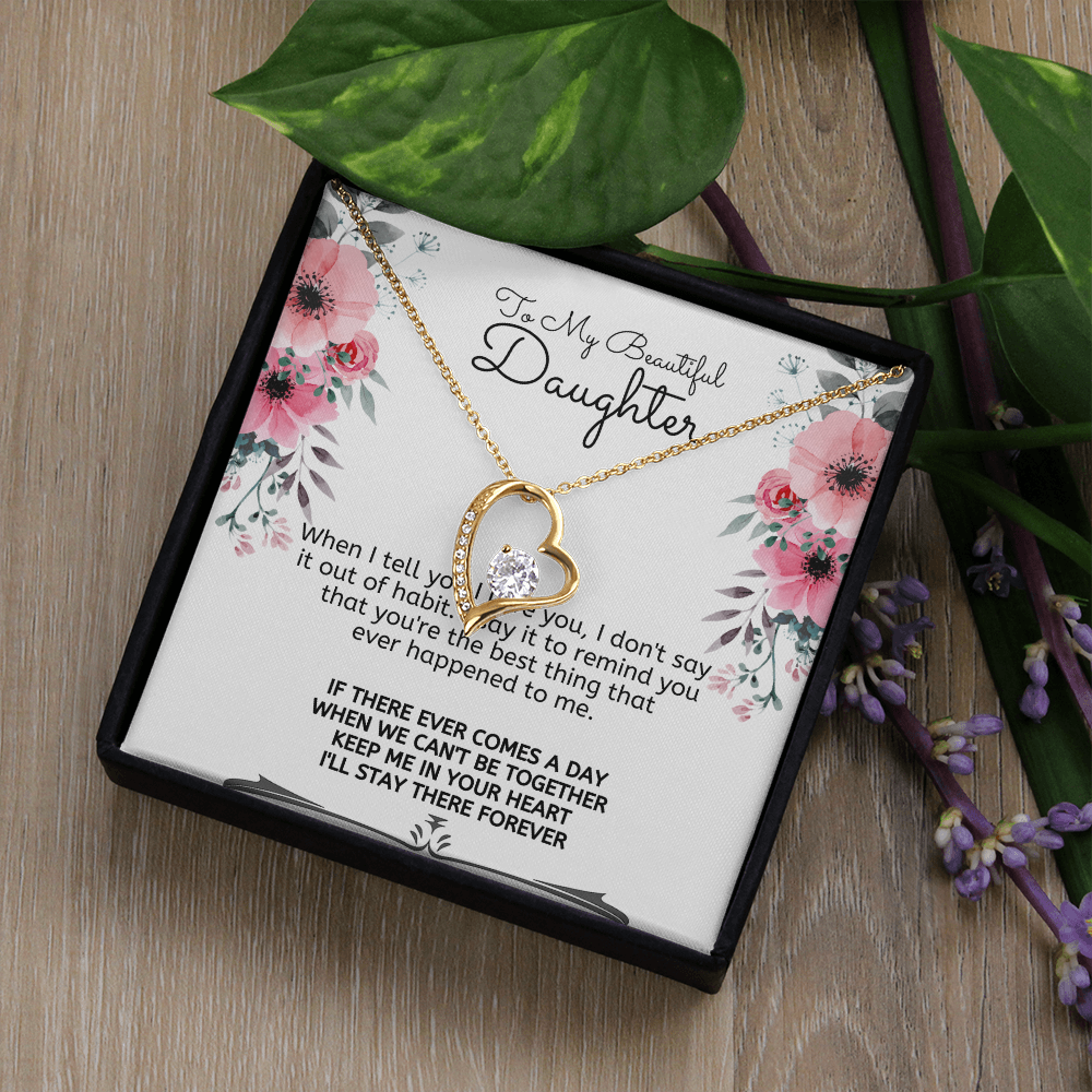 To My Beautiful Daughter Meaningful Message Card Jewelry Box Gift for Daughter's Birthday Graduation 2026, Thoughtful for Her from Mom, Elegant Necklaces with Sentimental Message