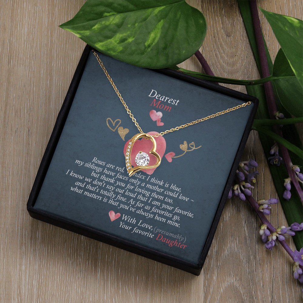Dearest Mom Forever Love Necklace Gift From Daughter, 2026 Mothers Day Gifts for Mommy, Motivational Card Jewelry Gift for Her