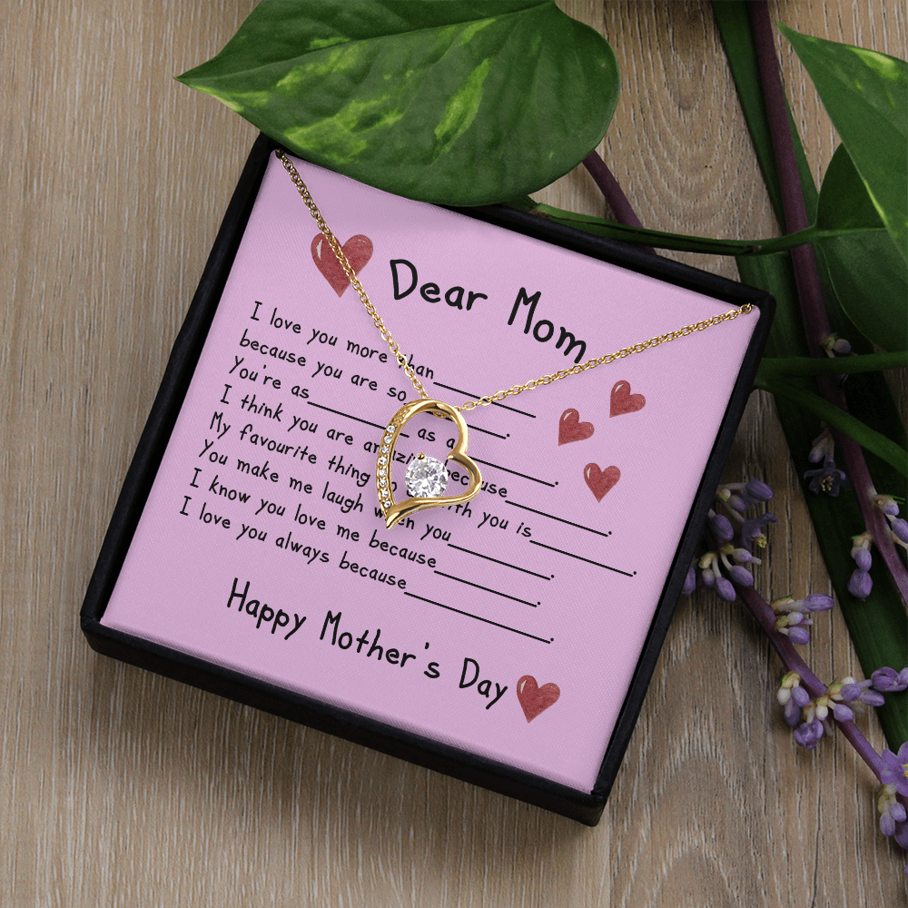 To My Mom Heart Pendant Necklace Necklace From Daughter Christmas Birthday Present, 2026 Mother's Day Gift Ideas, Message Card Jewelry for Her